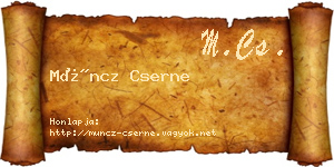 Müncz Cserne névjegykártya